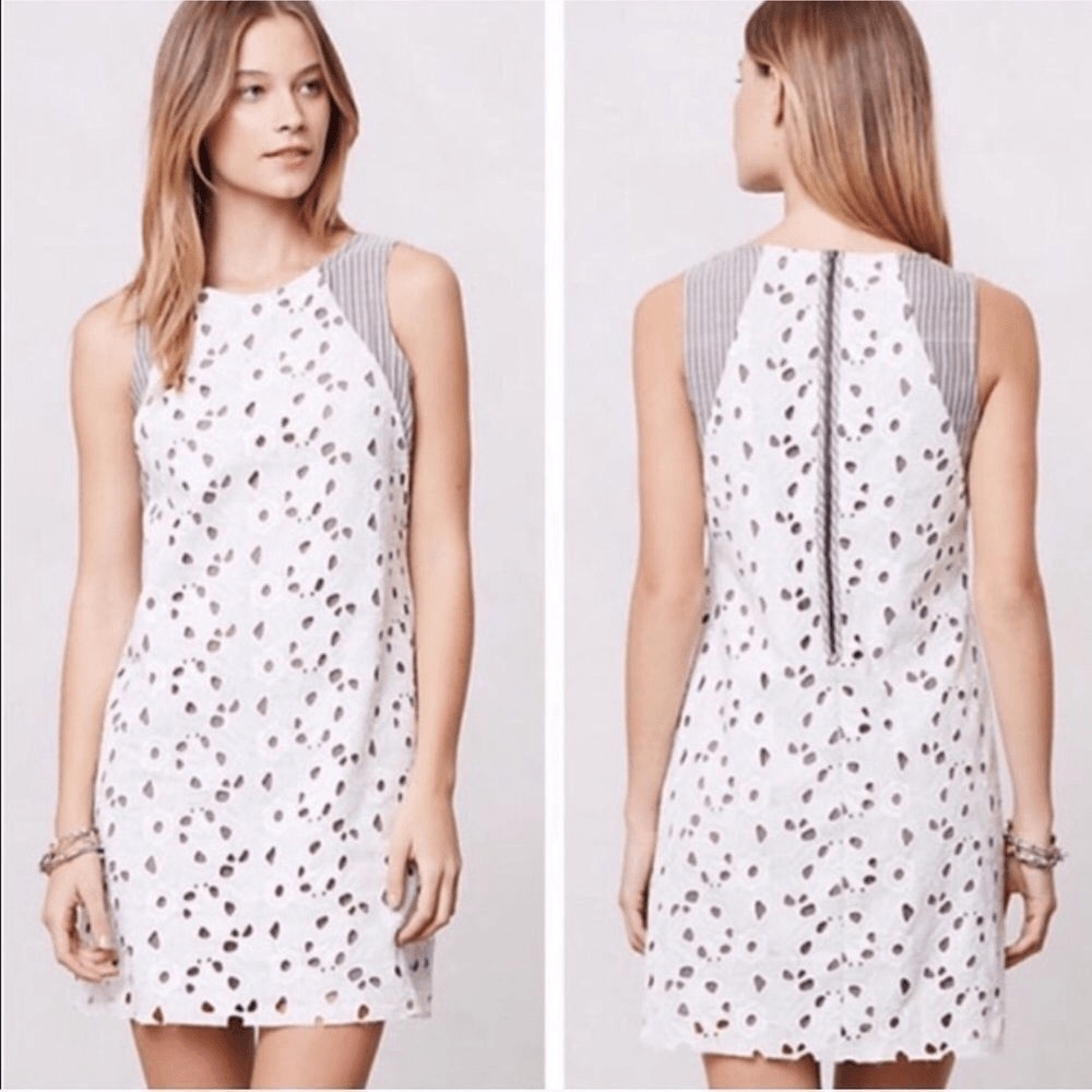 ANTHROPOLOGIE San & soni floral lace & stripes dress size medium